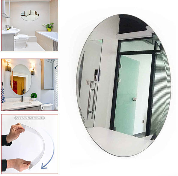 Oval Shape Self-Adhesive Mirror Sticker