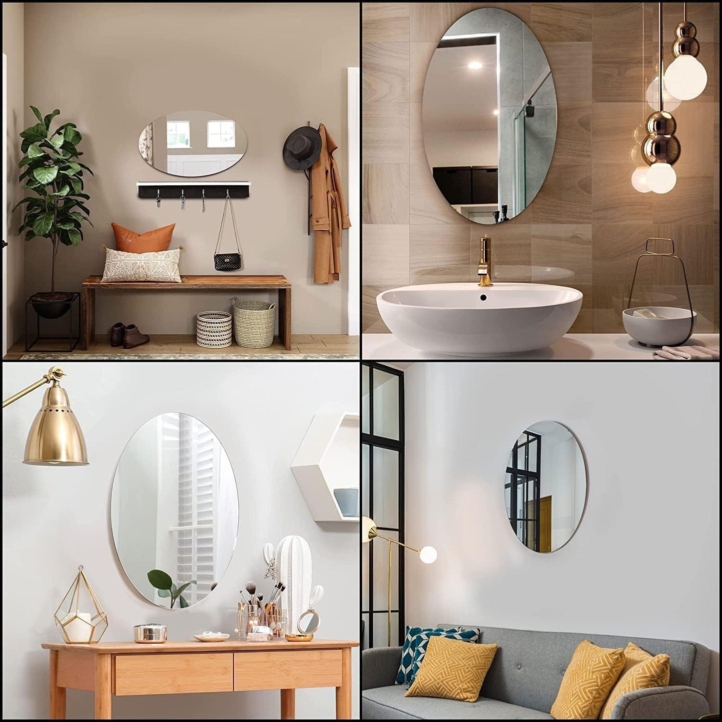Oval Shape Self-Adhesive Mirror Sticker